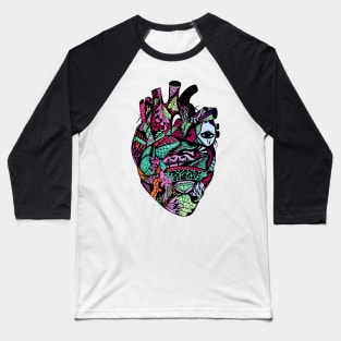 Blue Red Blend Transparent Heart Baseball T-Shirt